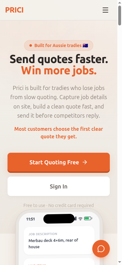 Prici mobile app: send quotes faster, win more jobs